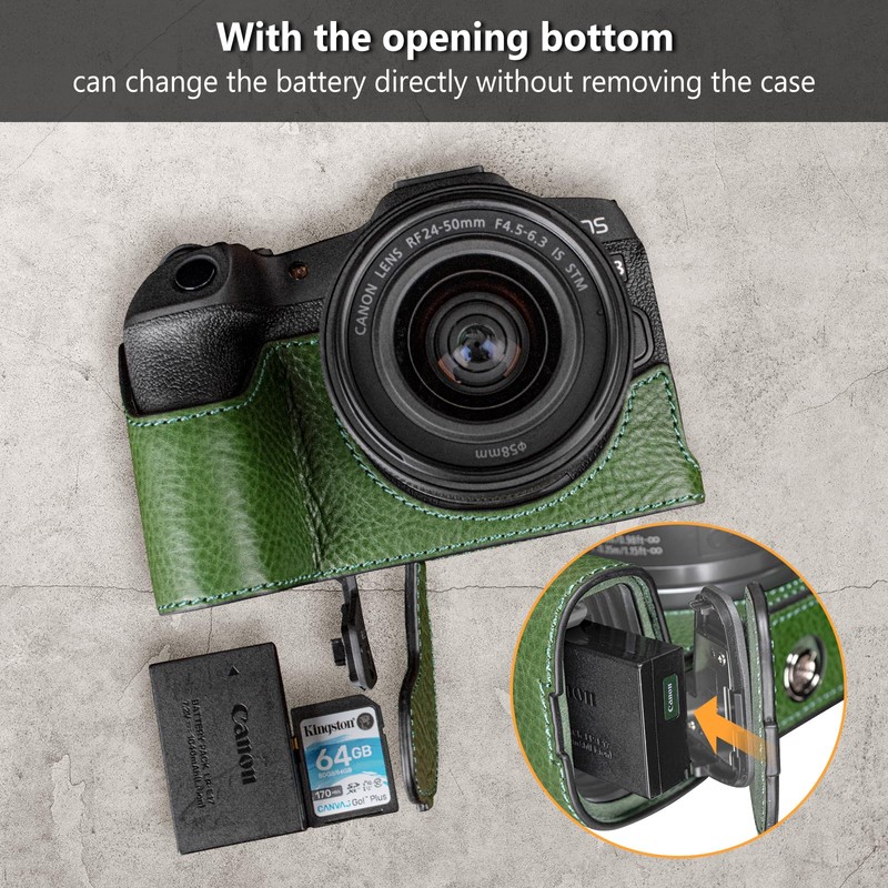 MUZIRI KINOKOO Canon EOS R8 Case, Retro Style Genuine Leather