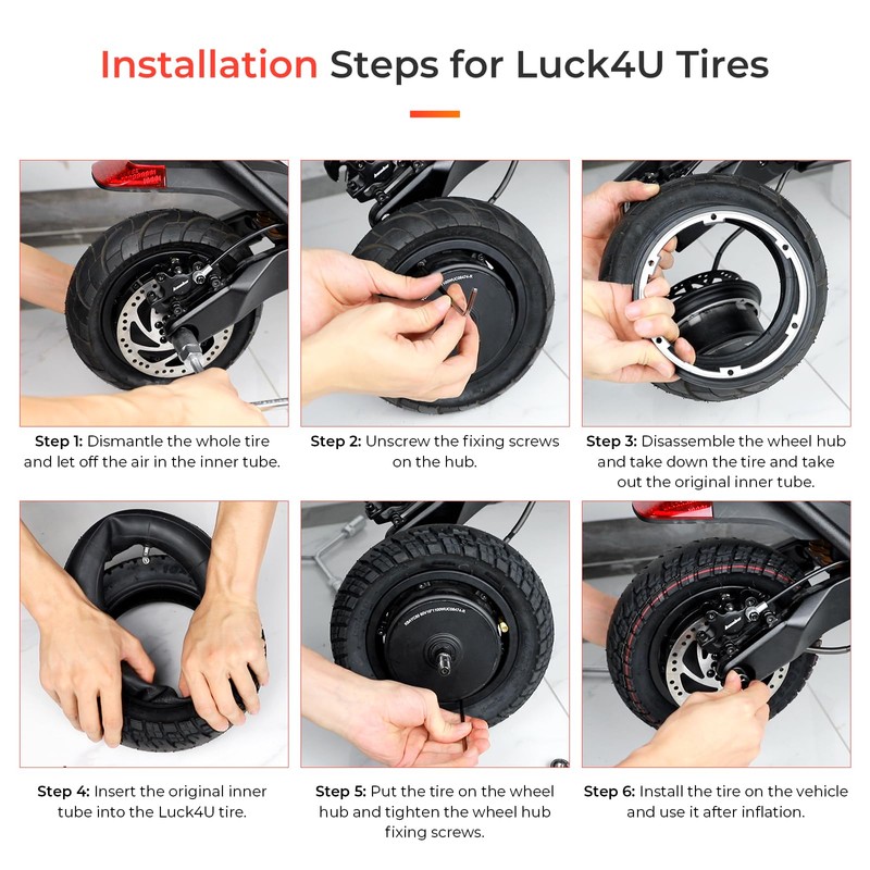 LUCK4U 100/55-6.5 Vacuum Tire for Dualtron Ultra 2 THUNDER II