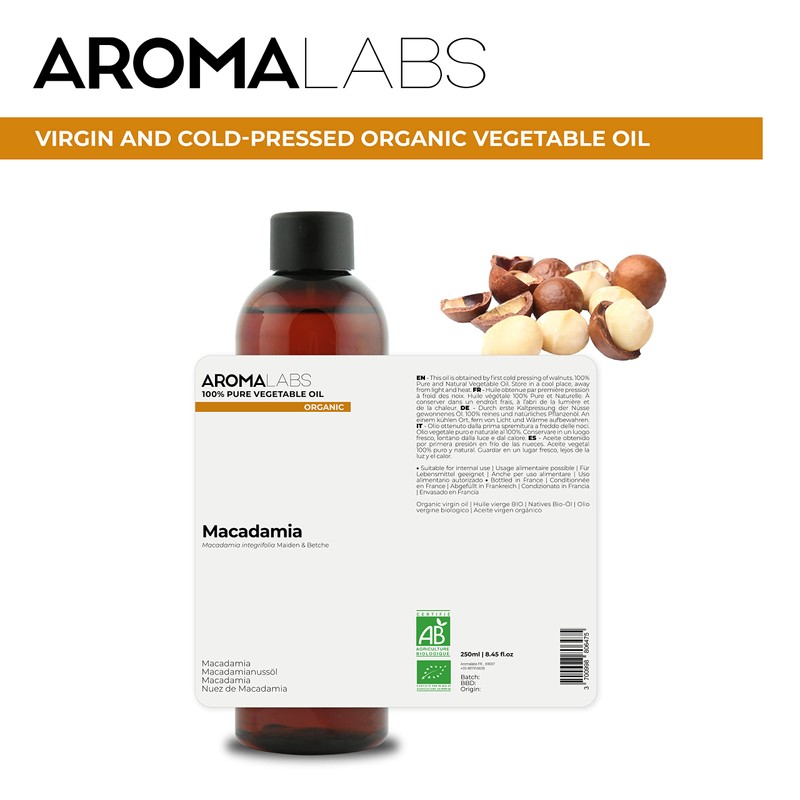 ORGANIC - MACADAMIA Oil - 250mL - 100% Pure, Natural,