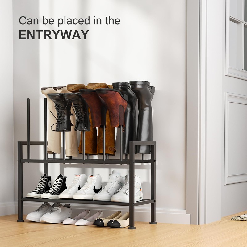 DIMJ Free Standing Shoe Racks - 3-Tier Boot Rack, Black