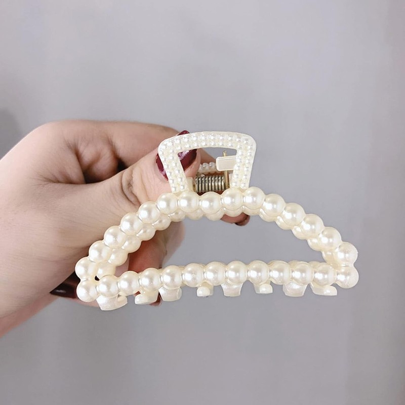 Large Pearl Hair Claw Clip, Pearl Hair Claw Clips Neutral