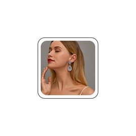 Wendalern Boho Drop Crystal Earrings Vintage Rhinestone Drop Dangle Earrings Silver Pave Diamond Earrings Hollow Water Drop Earrings Jewellery for Women and Girls