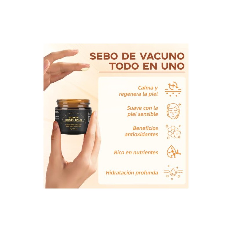 Crema de Cebo de Res para la Cara, Bálsamo de