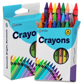 Enday 24 Count Crayons, 2 Pack for Kids & Teachers, Easy to Hold Toddler Crayons, Premium Non-Toxic, 48 Assorted Colors