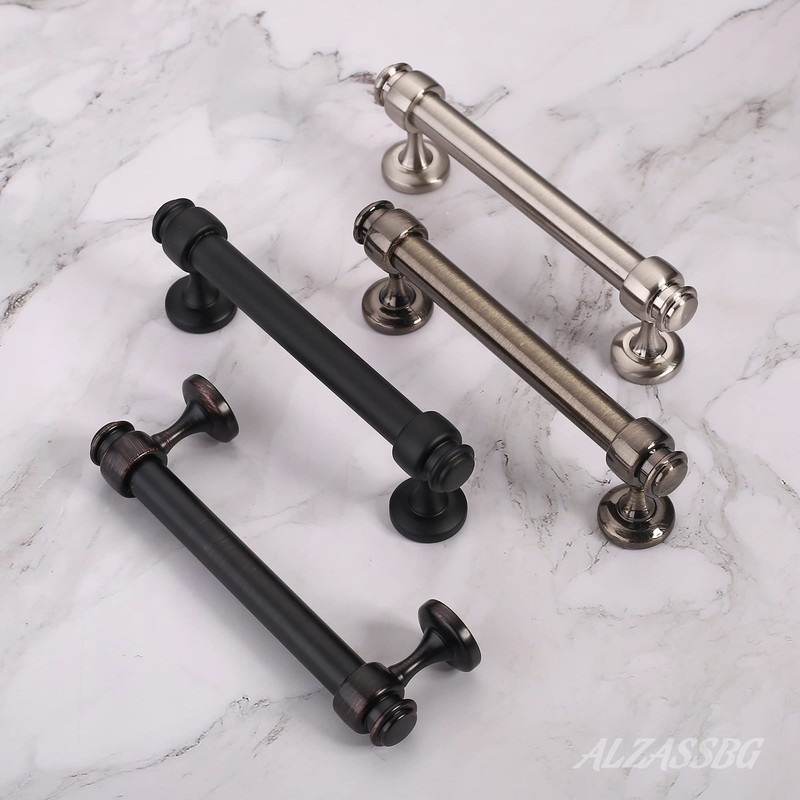 Alzassbg 10 Pack Oil Rubbed Bronze Cabinet Pulls, 4 Inch(102mm)