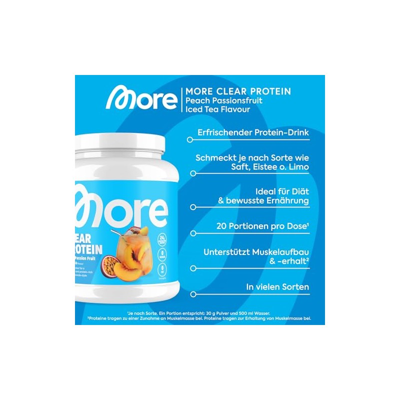 MORE Clear Protein, Peach Passionfruit Ice Tea, 600 g, Protein