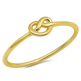 Gold-Tone Infinity Heart Love Knot Ring New .925 Sterling Silver Band Size 3