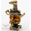 Solid Brass Amber Figurine of Russian Samovar Teapot Totem talisman