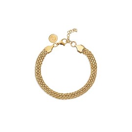SINGULARU - Bracelet Tape - Bracelets Made of Stainless Steel with 18 Carat Gold Plated - Elegant Bracelet in Mesh Shape - Bracelet with a Length of 19 cm - Jewellery for Women, Yellow Gold, No