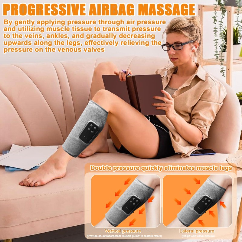 Beinmassagegerät: Wadenmassagegerät Mit Heizfunktion, Wadenmassagegerät Kabellos mit 3-stufiger Heizfunktion, Massagegerät