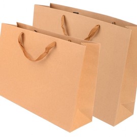 Large Kraft Paper Bag - Rectangular, Sturdy Brown Packaging for Business/Retail Retail Use 4ea