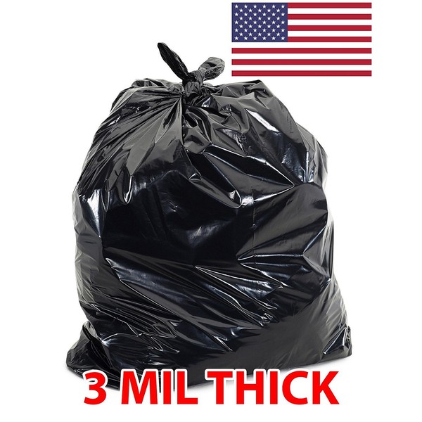 55 Gallon Trash Bags 3 MIL Contractor, Large Thick Heavy Duty Garbage Bag, Extra Large Trash Can Liner Bags, 36x52 55gal Drum Liners 3mil (100)
