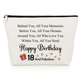 18th Birthday Gifts for Girls Makeup Bag 18 Year Old Birthday Gifts for Her Inspirational Gifts Friendship Gifts for Best Friend 18 Years Old Presents for Daughter Sister BFF Cosmetic Pouch