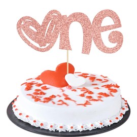 Ephlyn - Decoración para tartas con forma de corazón, con purpurina, para el día de San Valentín, primer cumpleaños, decoración para decoración de tartas para baby shower, cumpleaños, fiesta,
