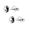 Laimons Women's Stud Earrings Yin Yang Plate White Black 925