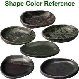 XIOFU Natural River Stone Reptile Food Bowl - Handmade Pebble Dish for Reptiles, Amphibians, Hedgehogs, and Small Pets - Unique Size, Shape & Color - Water & Food Bowl (Green)