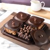Sailench Serving Set: Plastic Imitated Wood Serving Tray & 4