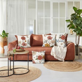 Bonhause Boho Floral Cushion Covers 45 x 45 cm Colorful Butterflies Flowers Decorative Throw Pillow Covers for Sofa Couch Bed Home Garden Outdoor Decor Set of 4