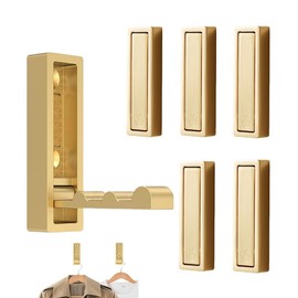6 Pack Foldable Coat Hook Hardware Heavy Duty Zinc Alloy Duty Wall Hooks for Hanging Coats,Towels, Backpacks, Bags - Brushed Gold Towel Hook for Bathroom