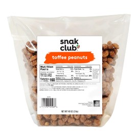 Snak Club Toffee Peanuts, Candied Peanuts with Praline Coat and Sweet Cream, Gluten-Free and Kosher Snack, 3 lb Resealable Bulk Bag