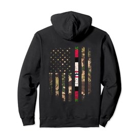 Proud Afghanistan Veteran Camo US Flag Ribbon Military Gifts Pullover Hoodie