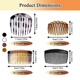 16 Pieces Hair Combs for Women, XingyLi French Plastic Hair Clips with Side Braids, Side Hair Combs with Teeth, Hair Clip Combs, Decorative Hair Accessories for Girls