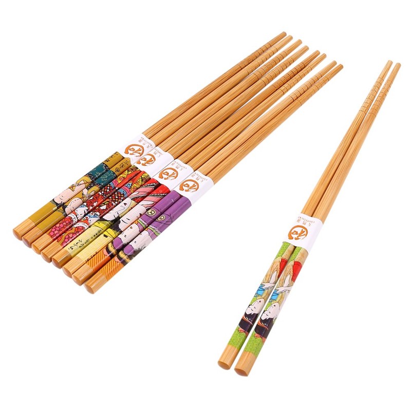 5 Pairs Bamboo Wooden Chopsticks Japanese Style Reusable Chopsticks Box