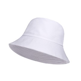 COSHAL® Kids Bucket Hat Reversible Unisex Hat Boys Girls Cotton Fishing Hats for Camping, Hiking, Traveling, Baseball Cap, Football Summer Beach Sun Hat Plain Colours (UK, Alpha, One Size, White)