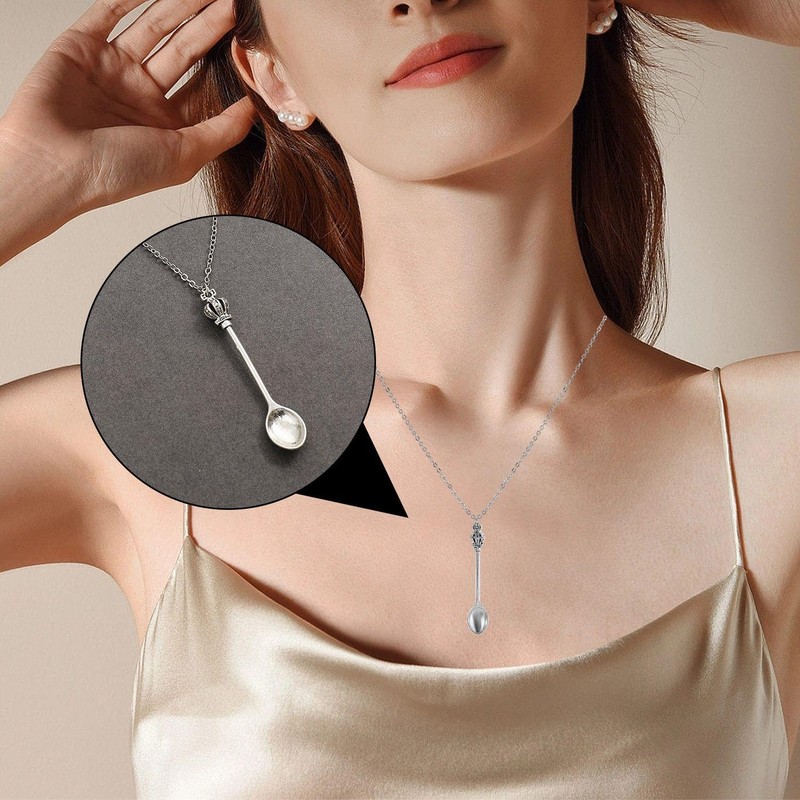 2 Pieces Spoon Keychain, 1 Spoon Necklace, Small Spoon for