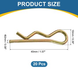 QUARKZMAN Pack of 20 Towing Hitch Pin Clips, 2 mm x 40 mm R-Clips Coloured Galvanised Spring Steel Retention Wire Hairpins Cotter Pins Assortment Clips for Trailer Mower Trolley Truck Pin Clip