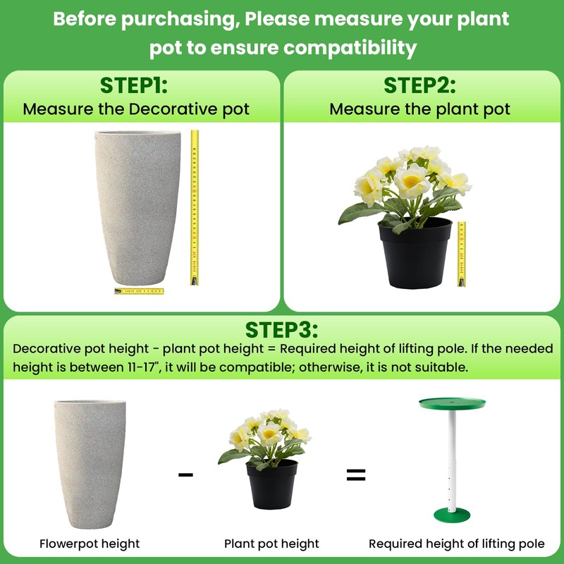 Somcthao Adjustable Height Planter Inserts for Large Pots, Tall Tapered