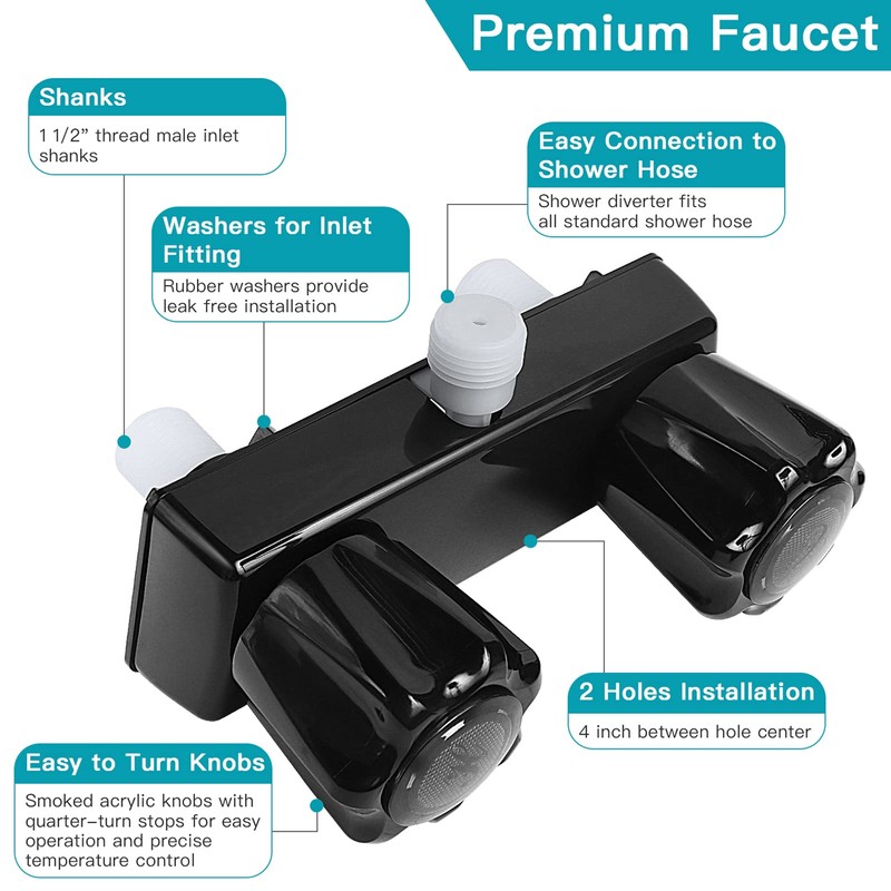 EXCELFU RV Shower Faucet, 4" Camper Shower Faucet Valve Diverter