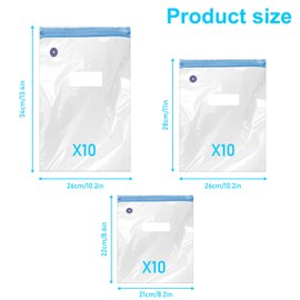 30 Vakuumbeutel Lebensmittel, Wiederverwendbare Vacuum Bags mit Ventil Reißverschluss, Bpa Frei für Sous Vide, Vakuumversiegelte Beutel für Lebensmittelaufbewahrung, Vakuumbeutel Set, 3 Größen