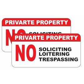 AK-Pack of -2 Private Property No Soliciting No Loitering No Trespassing Vinyl Deca Sticker l for Car | Laptop | Van | Trucks | Motorcycle | Bumper | Window Any Smooth Surface Size 5"x5" inch