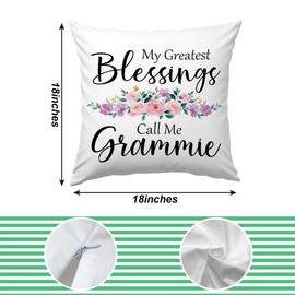 KongMoTree Grammie Gift Pillow Case, My Greatest Blessings Call Me Grammie, Birthday Gift for Grandma, Perfect Present for Grandma, 18x18 Inches