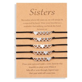 GBTBYS 5 Sisters Bracelets Jewelry Matching Heart Best Friend Friendship Bff Distance Bestie Bracelets Set Sisters Gifts from Sisters for 5 Big Middle Little Younger Sister Girls Women Birthday Gifts