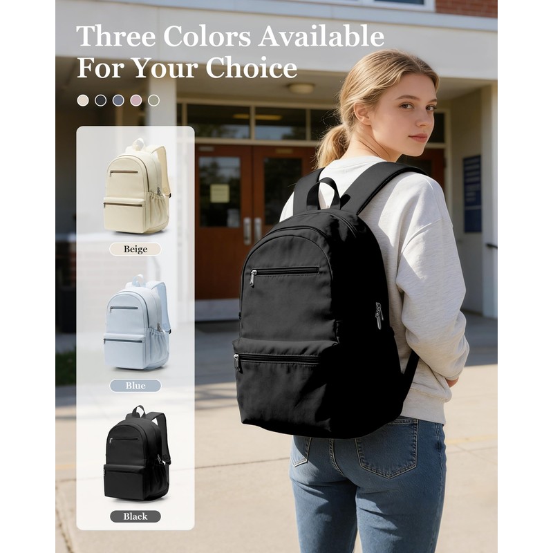 WEPOET Lightweight School Backpack for Women Men, Multi Pocket Backpack