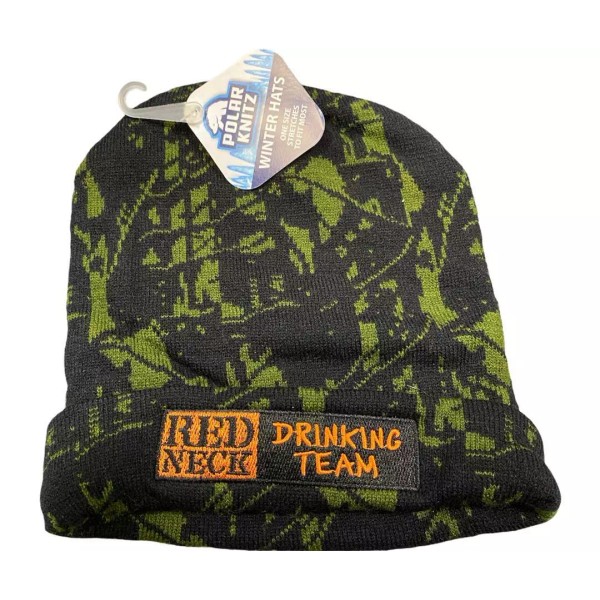Polar Knitz Red Neck Drinking Team Cuffed Knit Beanie Hat