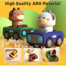 Jovow Baby Toys Car for 1 2 Year Old, Press and Go Play Vehicles Toys, Animal Pull Back Friction Cars for Baby Toddler 6-12 Months, Birthday Gifts for Infant Boys Girls