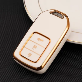 [Kinotaka] Honda Car Smart Key Case 3 Button New Fit Shuttle Step Wagon Spada New Accord S660 CR-Z Vezel CR-V Civic Intelligent Exclusive TPU Cover, white