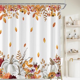 Cortina de ducha con diseño de hojas de arce de otoño para el baño, 72 pulgadas de ancho x 72 pulgadas de alto, para el día de Acción de Gracias, plantas de temporada, casa de campo, decoración de