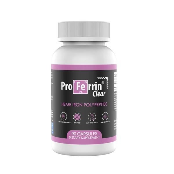 Proferrin Clear Heme Iron Supplement, 90 Capsules- Superior Absorption, Easy on The Gut, Natural, Made in The US