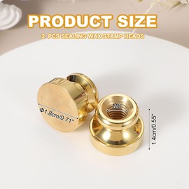 PATIKIL 0.7" Blank Wax Seal Stamp Head for DIY Card Making Envelope Seal 2pcs Round Brass Sealing Wax Stamp Head Wedding Invitations Crafts Gold