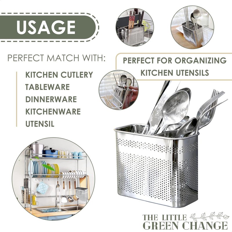 Kitchen Utensils Chopsticks Holder Drying Rack Basket with Hooks 2