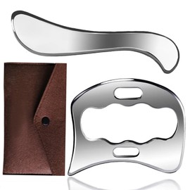 2Pcs Guasha Edelstahl, Schaber Massage Tool, Muskul Faszien Schaber, Körper Guasha Tools, Schaben Massagetools für Muskelentspannung,Faszienknoten Verbessern(Mit Aufbewahrungstasche)