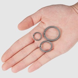 Titanium Key Ring Set, Split Ring with Side Print, Easy Access to Keys, Carabiners, Torches, ID Tag (KA10), Silvery