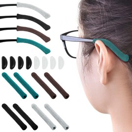 oruola 4 Pairs Eyeglass Ear Cushions,Soft Anti Slip Elastic Comfort Eyeglass Temple Tips Sleeve,Soft Knitted Cotton Eyeglass Pads Behind the Ear Eyewear Retainer Glasses Arm Sleeve for Sunglasses