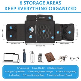 Tray for Walkers for Seniors with Cup Holder - Walker Accessories【w/Pockets, Cup Holder & Non Slip Mat for Food】Mobility Trays Fits Most Standard Folding Walkers, Easy & Removable Assembly