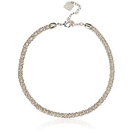Anne Klein Silver-Tone Crystal Glass Tubular Pave Collar Necklace, 16"