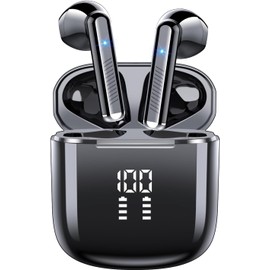 OYIB Wireless Earbuds, Bluetooth 5.3 Earphones with 4-Mics Clear Call, ENC Noise Cancelling Mic, Bluetooth Ear Buds Touch Control Stereo Sound, LED Display, Waterproof Running Headphones for Workout